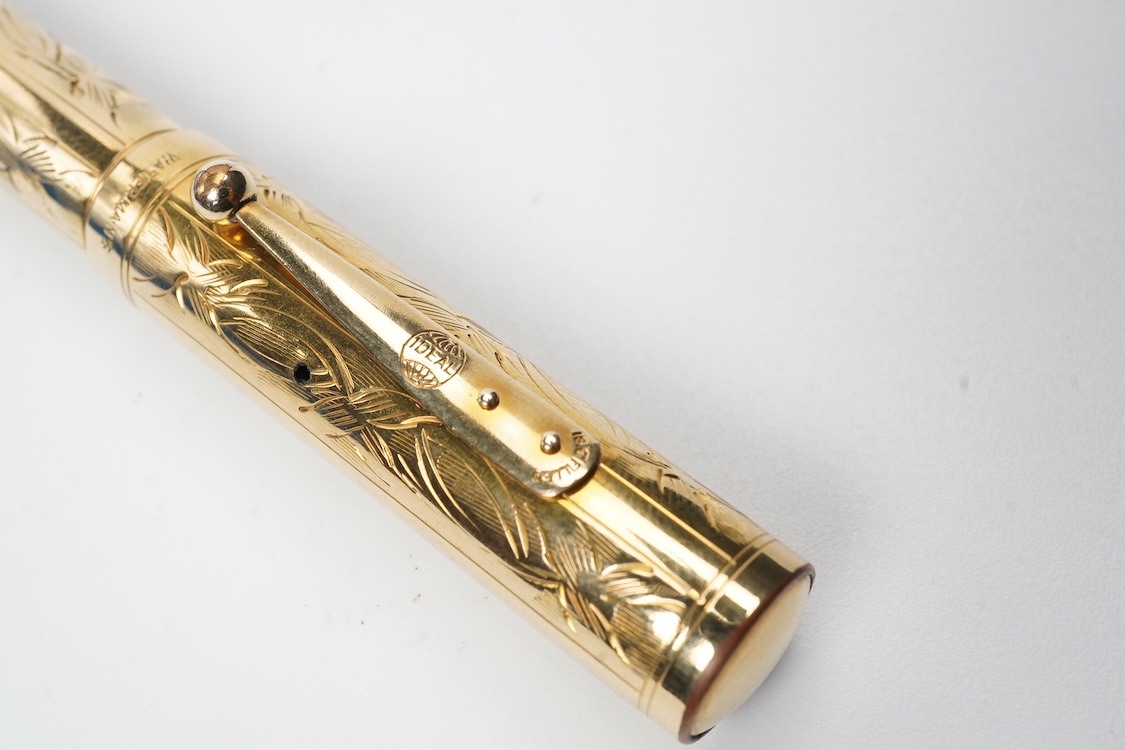 A Waterman hand engraved vine No.0552.5 LEC lever filled fountain pen